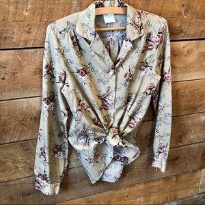 Vintage | Floral Print Button-down Blouse